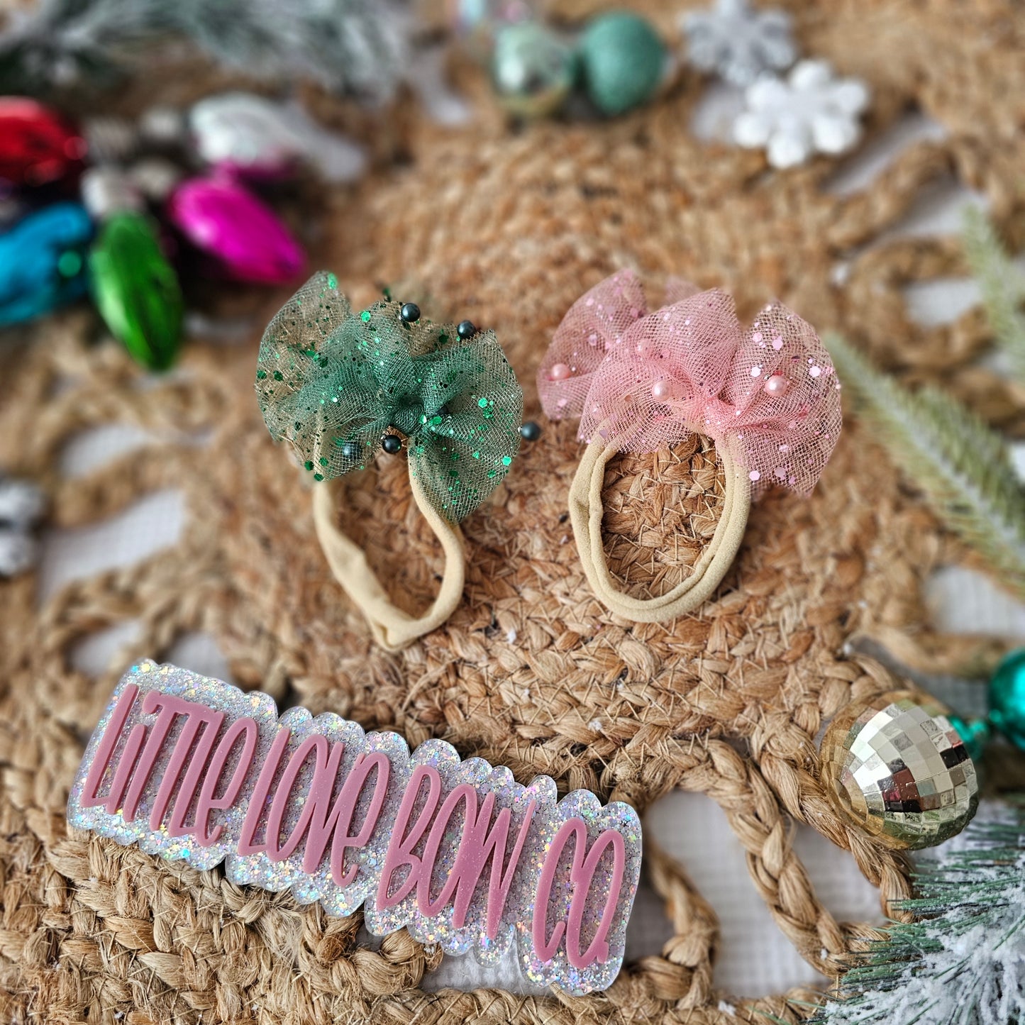 Red, Green & Pink Mesh Pearls