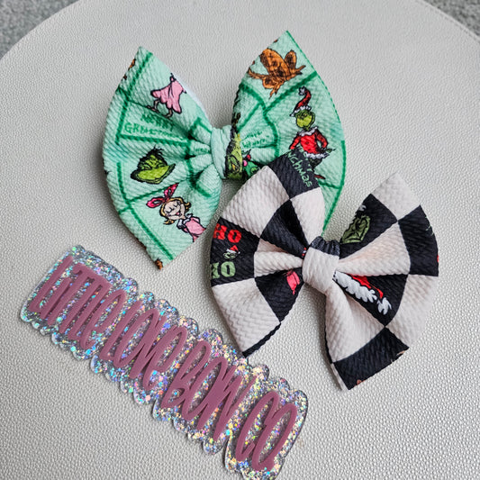 Grin Christmas Bow Bundle, can be on nylon or clip specify in checkout