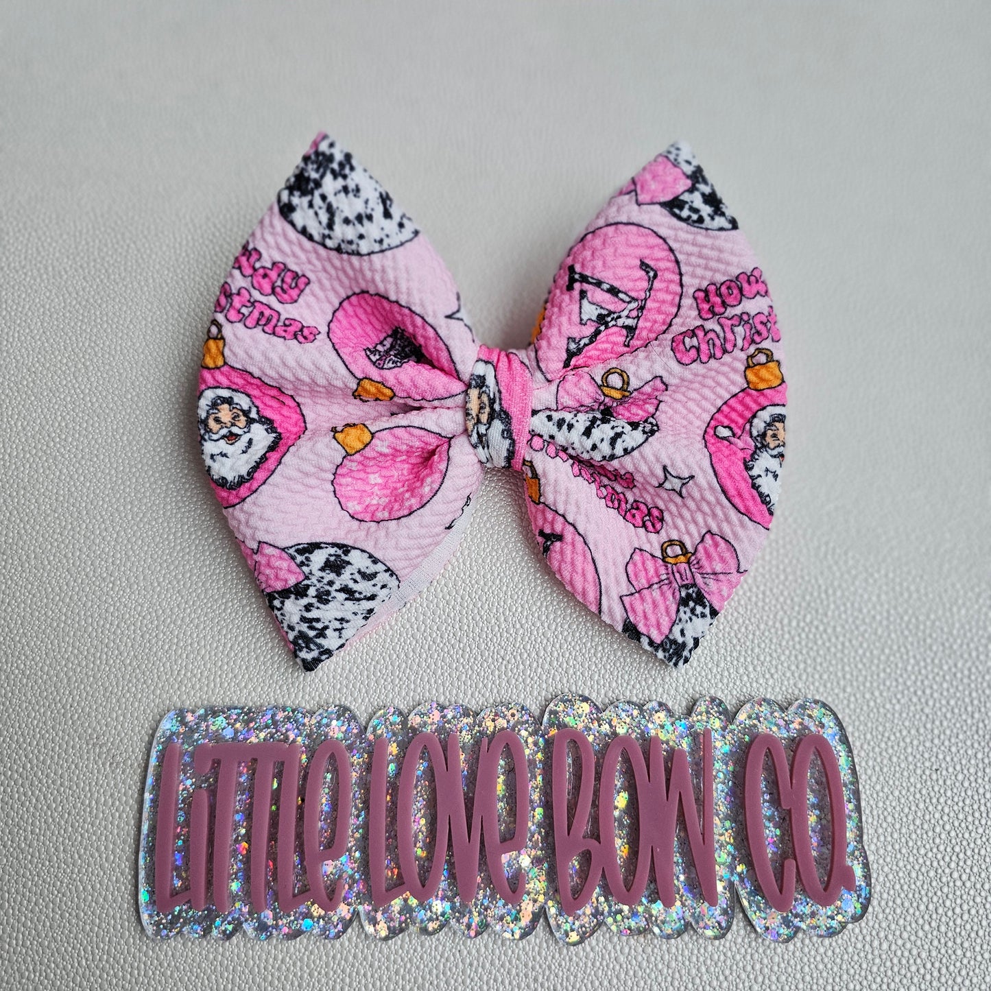 5" Howdy Christmas bow, can be on nylon or clip specify in checkout